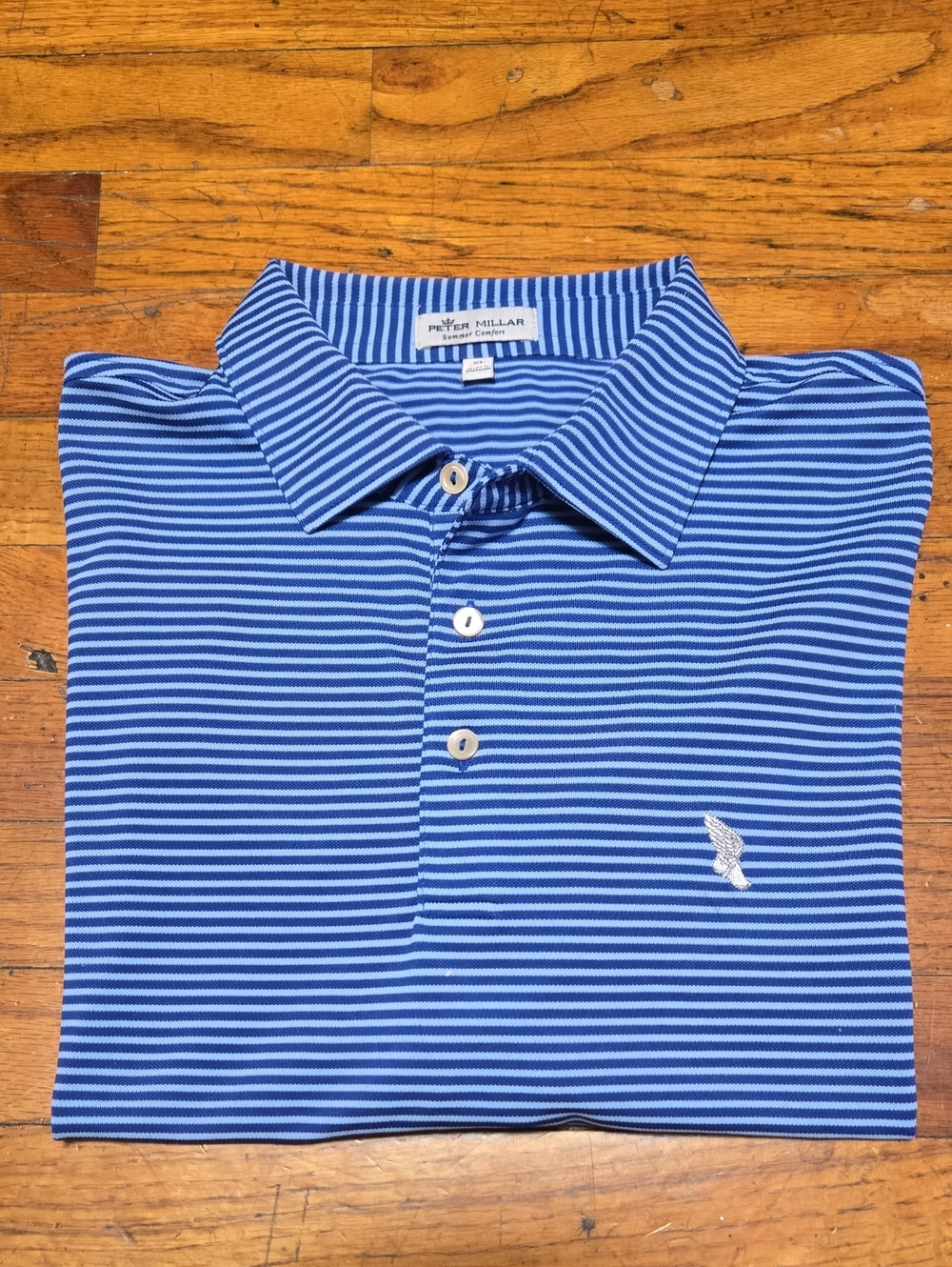 Peter Millar x NYAC Winged Foot Summer Comfort Polo Shirt Blue Stripe Men’s XL